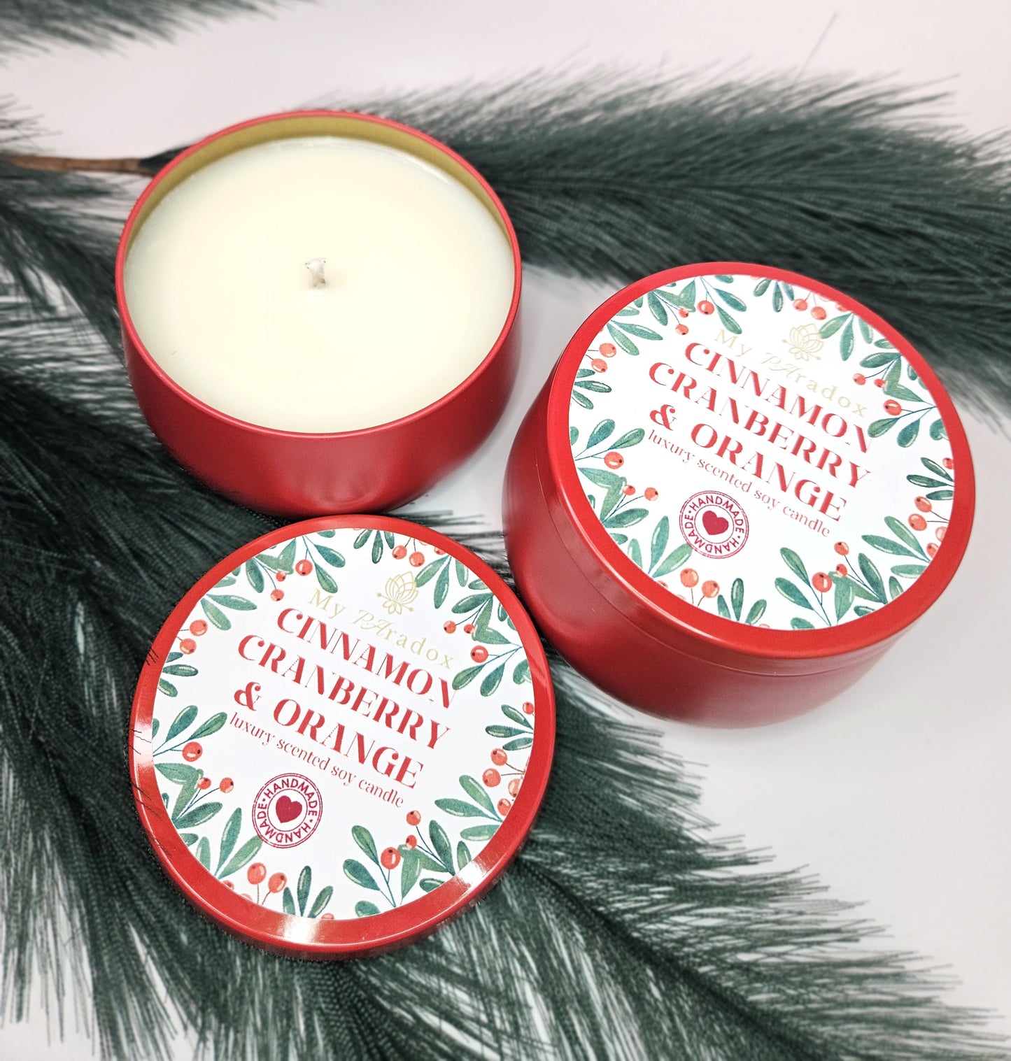 Cinnamon, Cranberry & Orange Handmade Christmas Scented Soy Candle