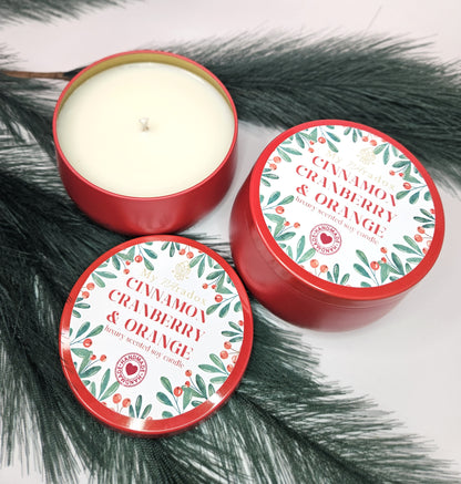 Cinnamon, Cranberry & Orange Handmade Christmas Scented Soy Candle