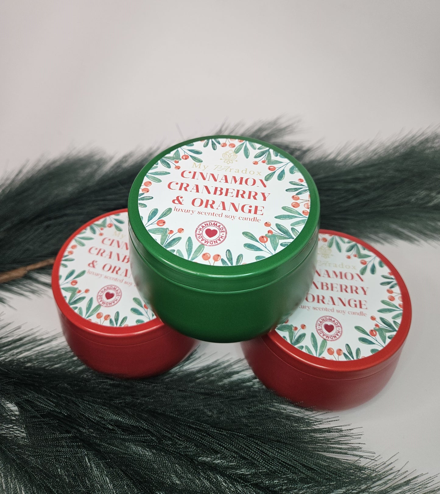 Cinnamon, Cranberry & Orange Handmade Christmas Scented Soy Candle