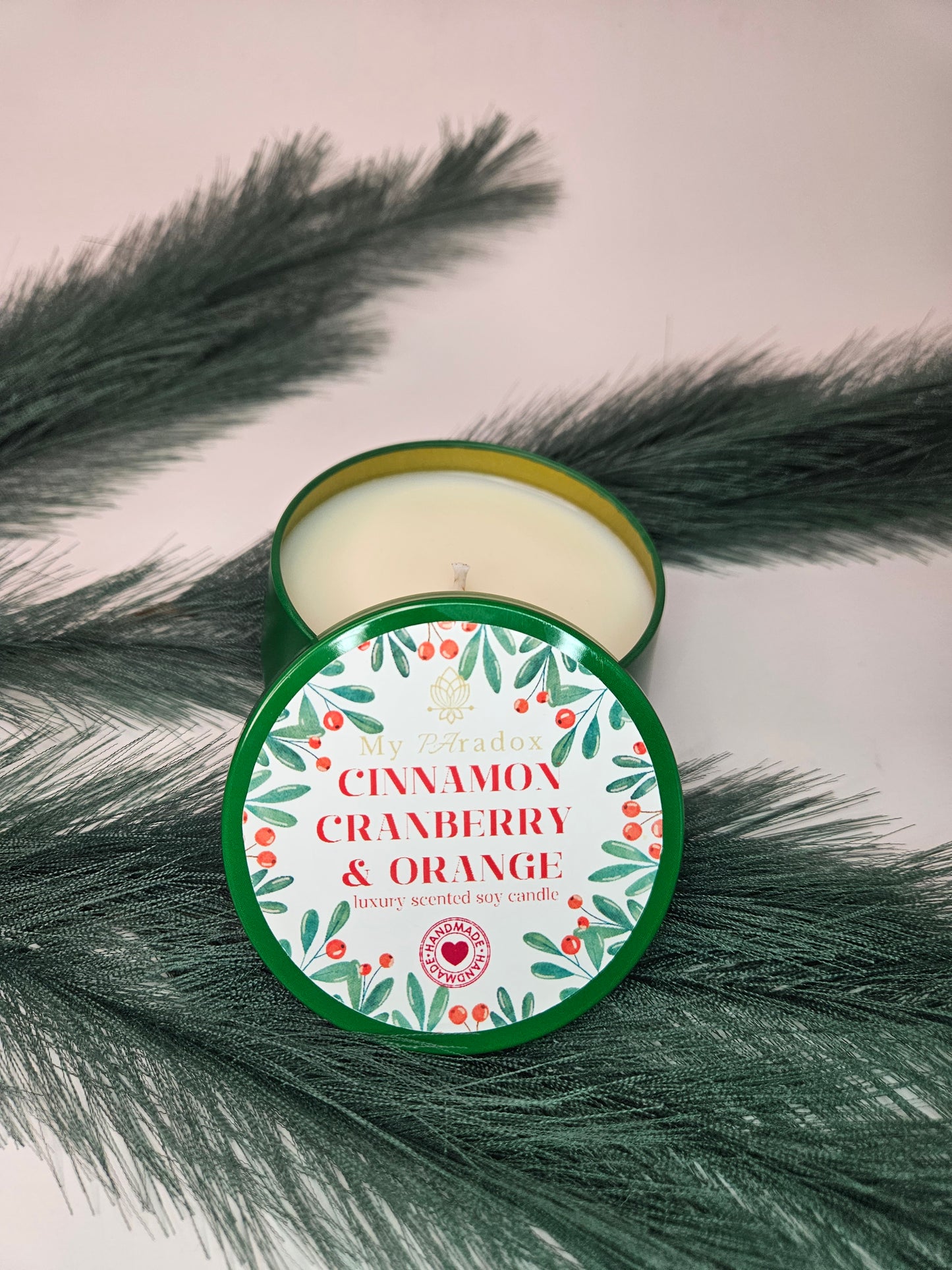 Cinnamon, Cranberry & Orange Handmade Christmas Scented Soy Candle