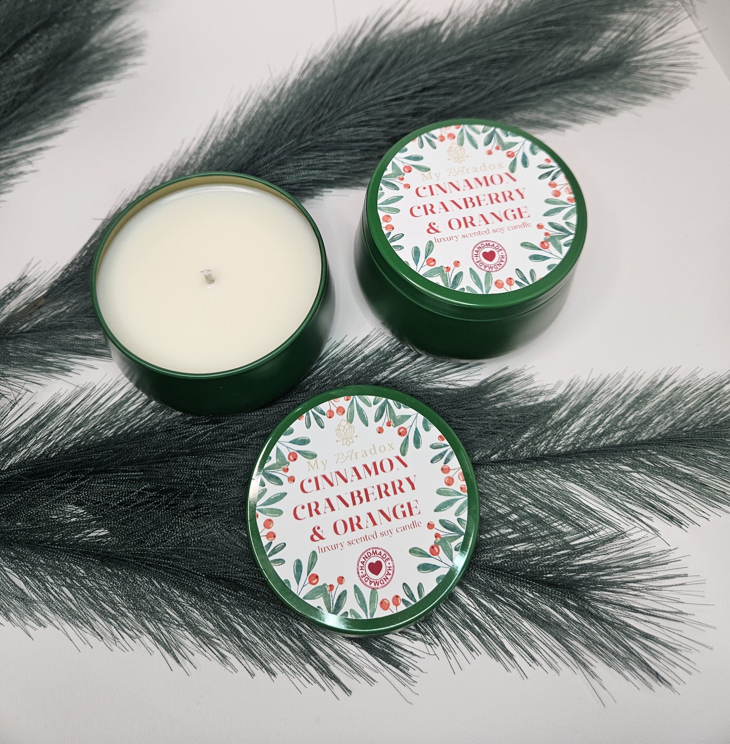 Cinnamon, Cranberry & Orange Handmade Christmas Scented Soy Candle