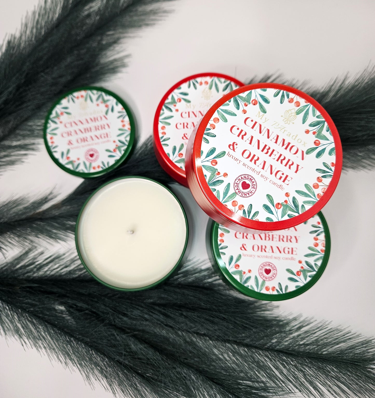 Cinnamon, Cranberry & Orange Handmade Christmas Scented Soy Candle