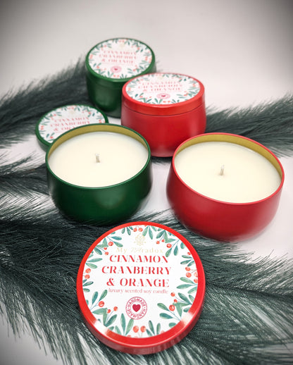 Cinnamon, Cranberry & Orange Handmade Christmas Scented Soy Candle