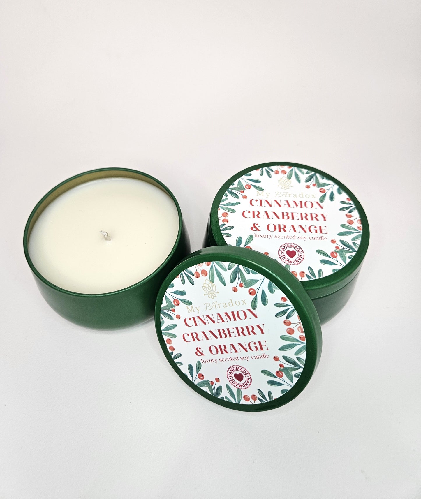 Cinnamon, Cranberry & Orange Handmade Christmas Scented Soy Candle